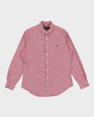 Ralph Lauren Checked Burgundy T- Shirt - L