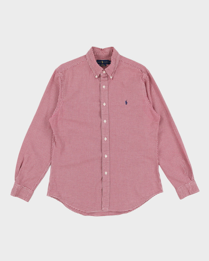 Ralph Lauren Checked Burgundy T- Shirt - L