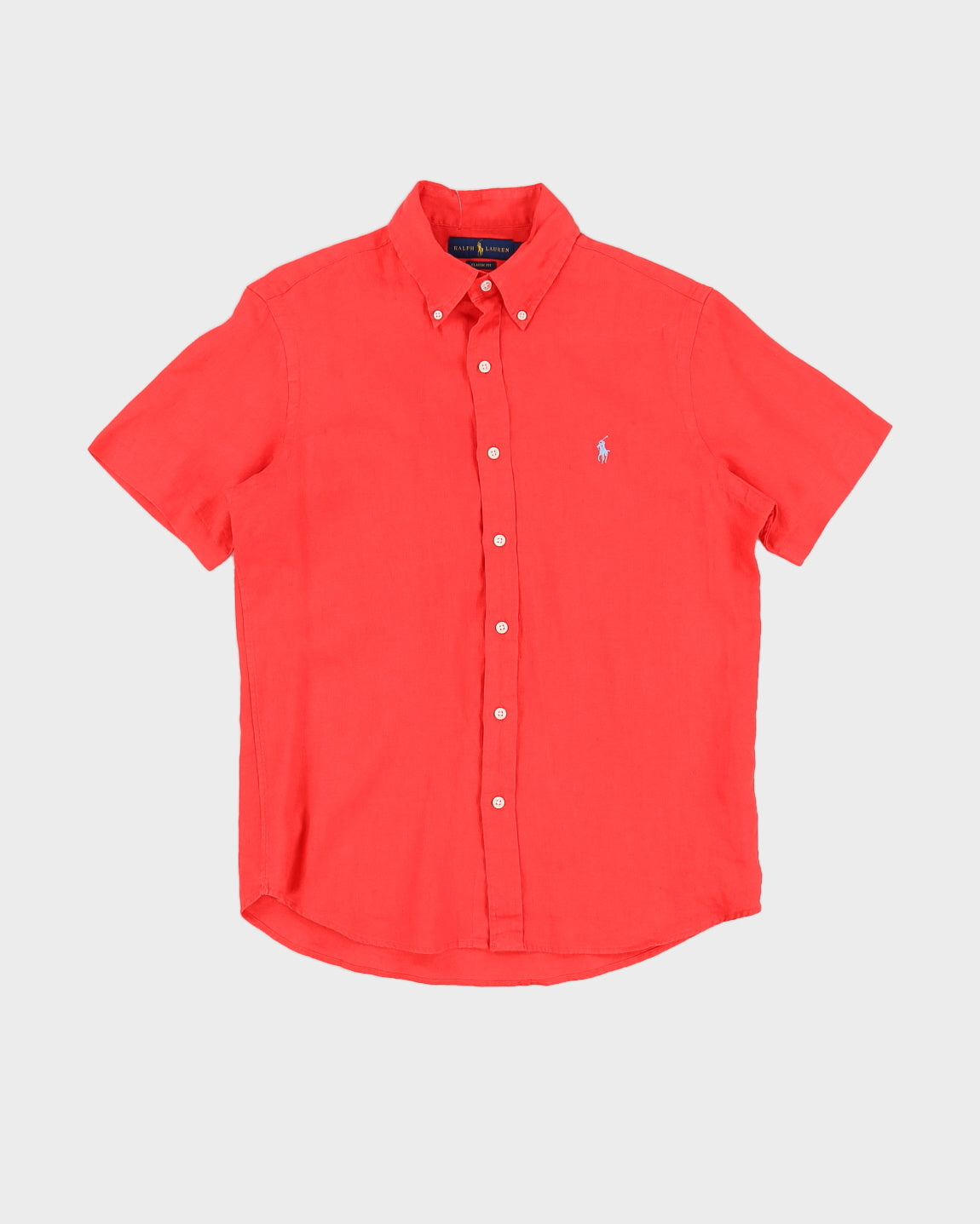 Ralph Lauren Red Linen Short Sleeved Shirt - M