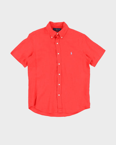 Ralph Lauren Red Linen Short Sleeved Shirt - M