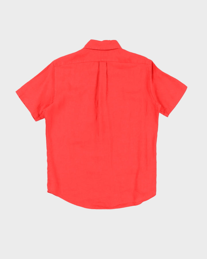 Ralph Lauren Red Linen Short Sleeved Shirt - M