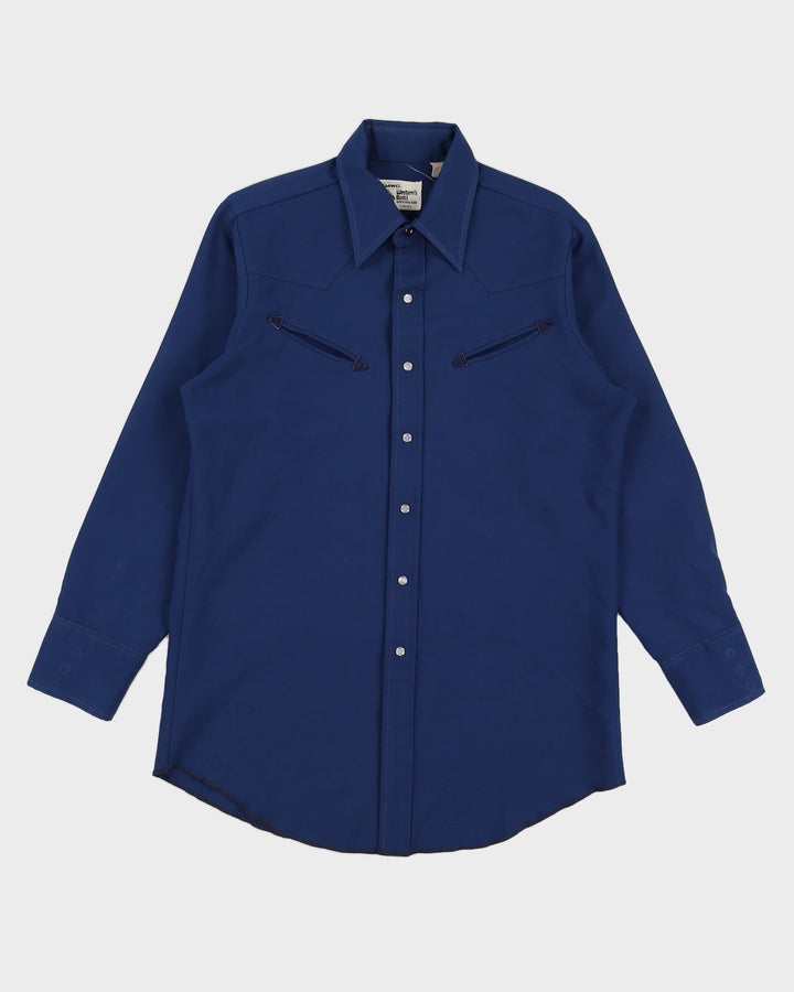 Vintage 70s MWG Western's Blue Long Sleeved Shirt - L