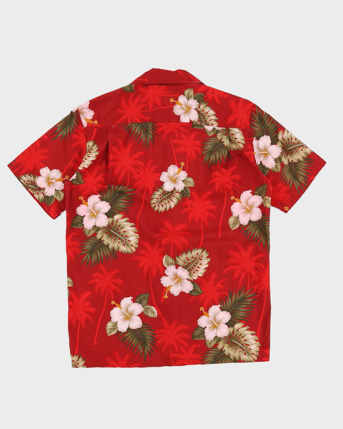 Red Floral Patterned Hawaiian Shirt - M