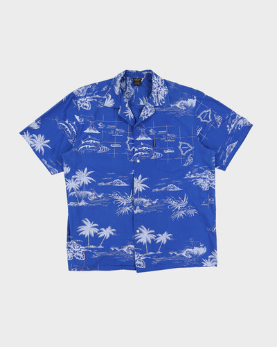 Blue Patterned Hawaiian Shirt - XL