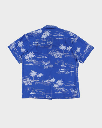 Blue Patterned Hawaiian Shirt - XL