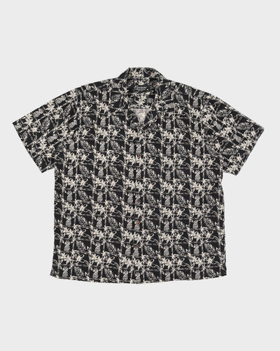 Black Patterned Hawaiian Shirt - XXXL