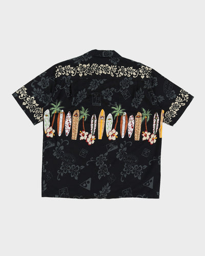 Black Patterned Hawaiian Shirt - XXL