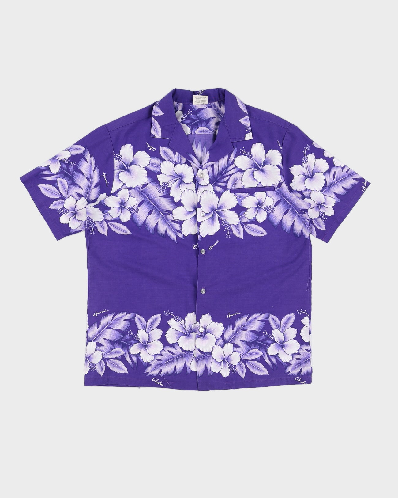 Vintage 90s Kalena Fashions Purple Hawaiian Shirt - L