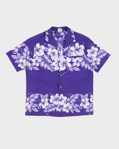 Vintage 90s Kalena Fashions Purple Hawaiian Shirt - L