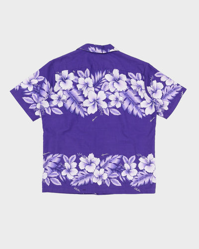 Vintage 90s Kalena Fashions Purple Hawaiian Shirt - L