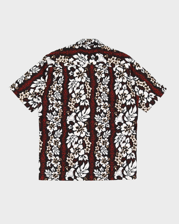 Vintage 90s Aloha Republic Maroon & White Hawaiian Shirt - L