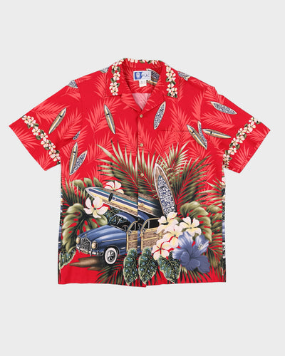 Vintage 90s RJC Red & Green Hawaiian Shirt - L