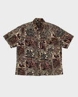 Vintage 90s Rare Von Dutch Brown Hawaiian Shirt - XL