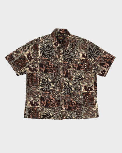 Vintage 90s Rare Von Dutch Brown Hawaiian Shirt - XL