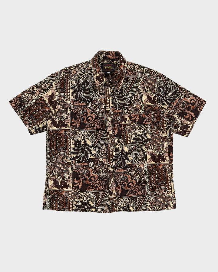 Vintage 90s Rare Von Dutch Brown Hawaiian Shirt - XL
