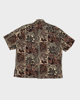 Vintage 90s Rare Von Dutch Brown Hawaiian Shirt - XL
