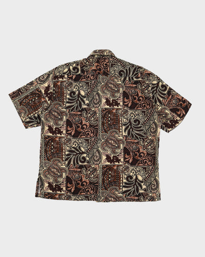 Vintage 90s Rare Von Dutch Brown Hawaiian Shirt - XL