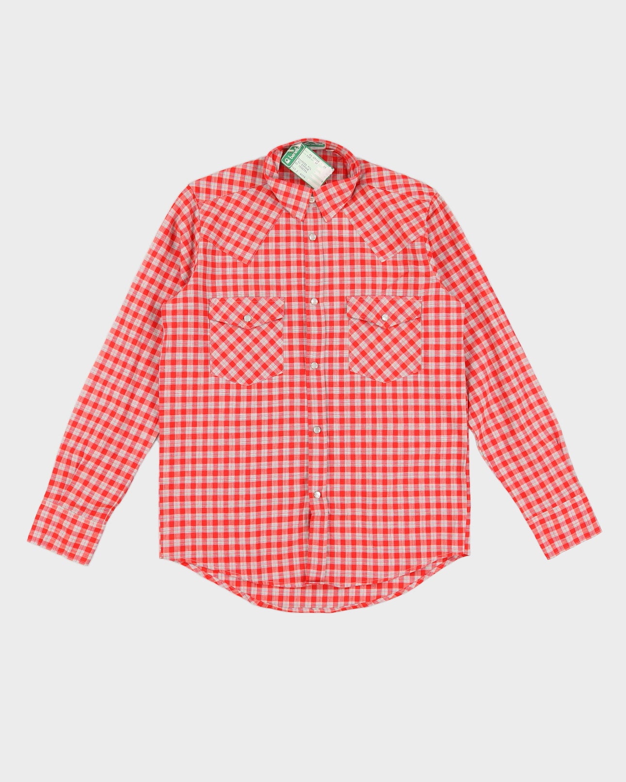 Vintage 70s Benetton Red Checked Long Sleeved Shirt Deadstock With Tags - M
