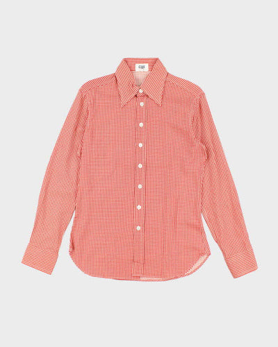Vintage 70s CMA Red Patterned Long Sleeved Shirt - M