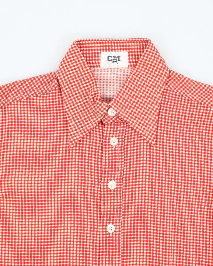 Vintage 70s CMA Red Patterned Long Sleeved Shirt - M