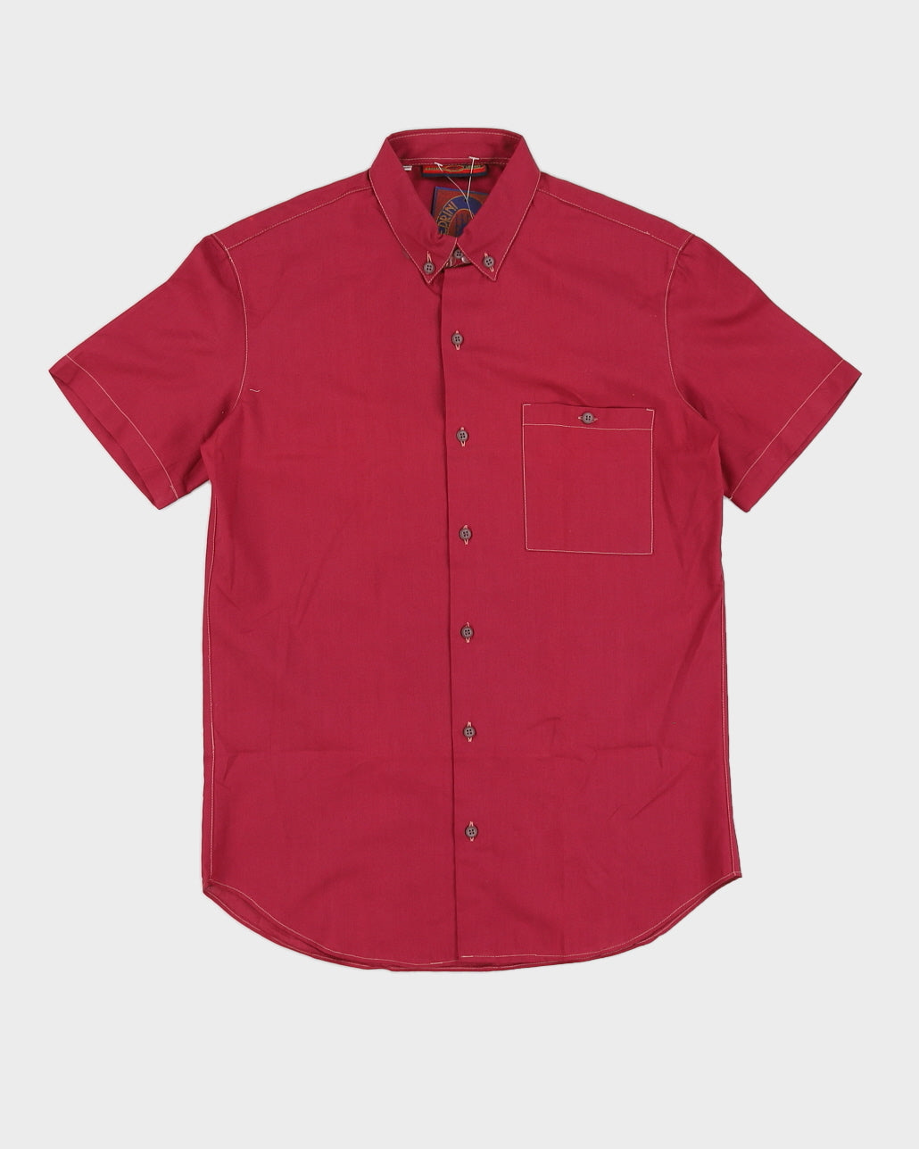 Vintage 70s G.B Pedrini Libraio Burgundy Short Sleeved Shirt - S