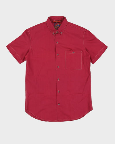 Vintage 70s G.B Pedrini Libraio Burgundy Short Sleeved Shirt - S