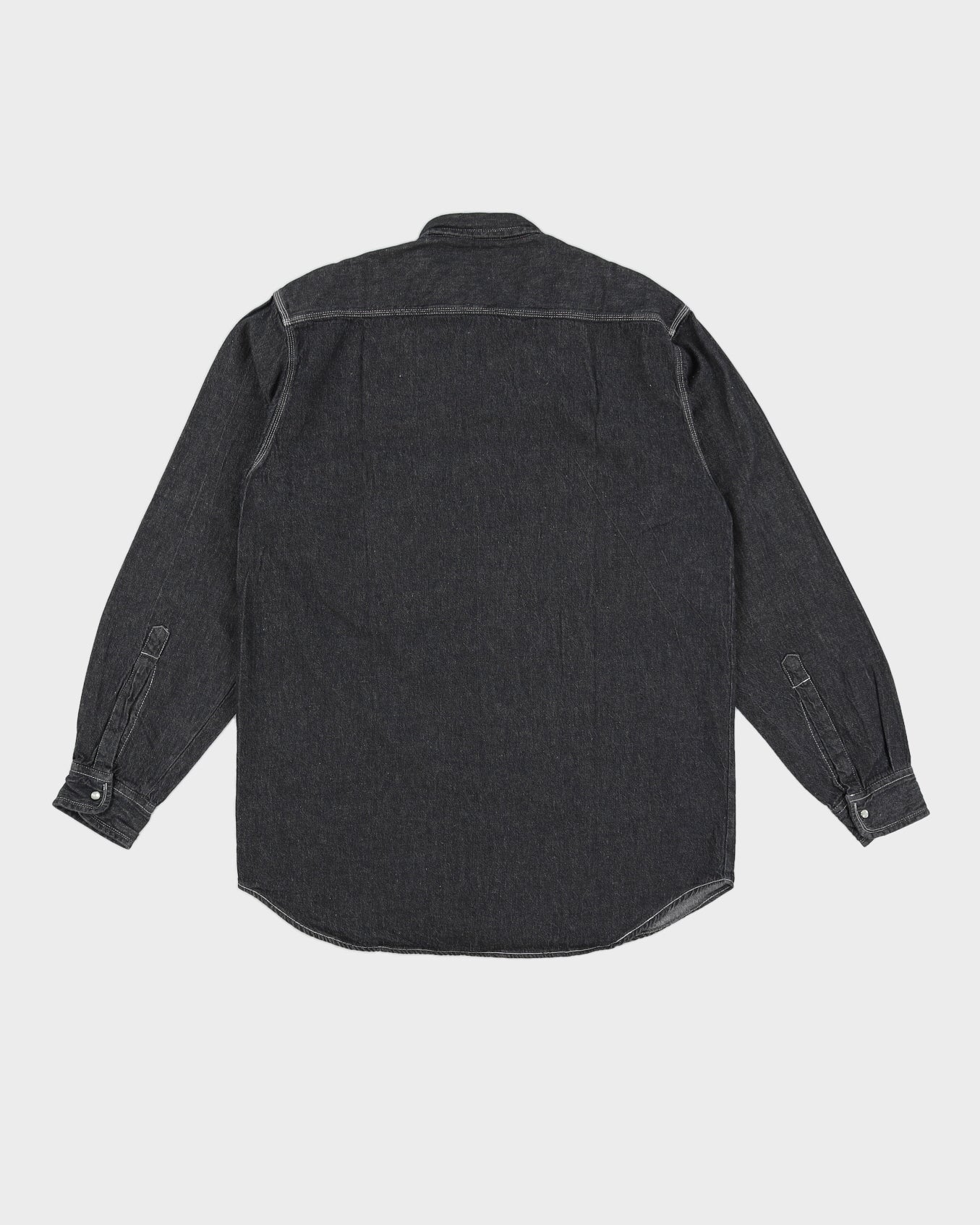 Vintage 80s Sisley Dark Grey Denim Shirt - M