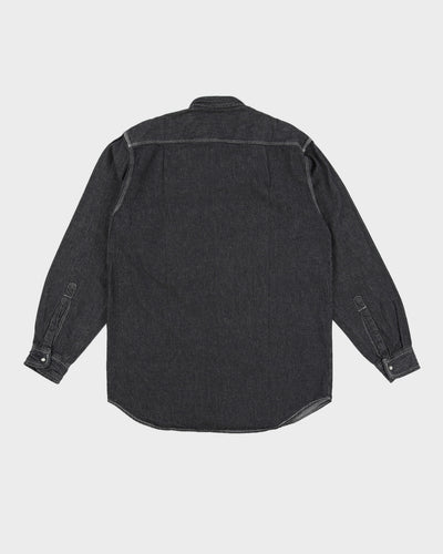 Vintage 80s Sisley Dark Grey Denim Shirt - M