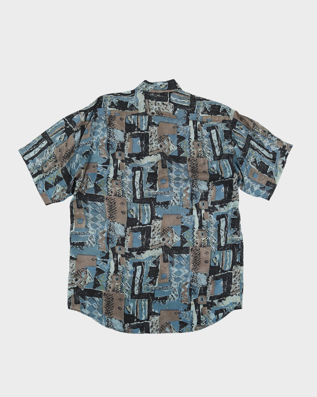 Vintage 80s Alvin Silk Blue Printed Shirt - M