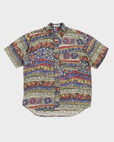 Vintage 80s Snow Printed Silk Shirt - M