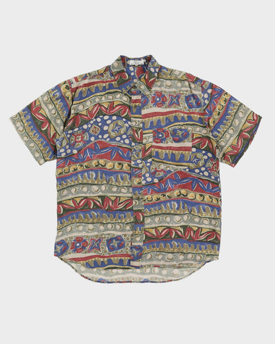 Vintage 80s Snow Printed Silk Shirt - M