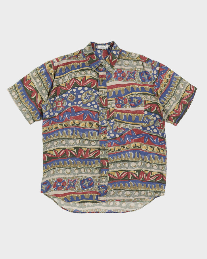 Vintage 80s Snow Printed Silk Shirt - M