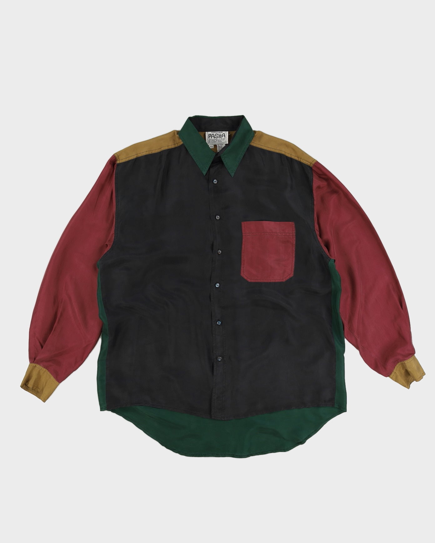 Vintage 70s Pasha Multi Coloured Silk Shirt - M