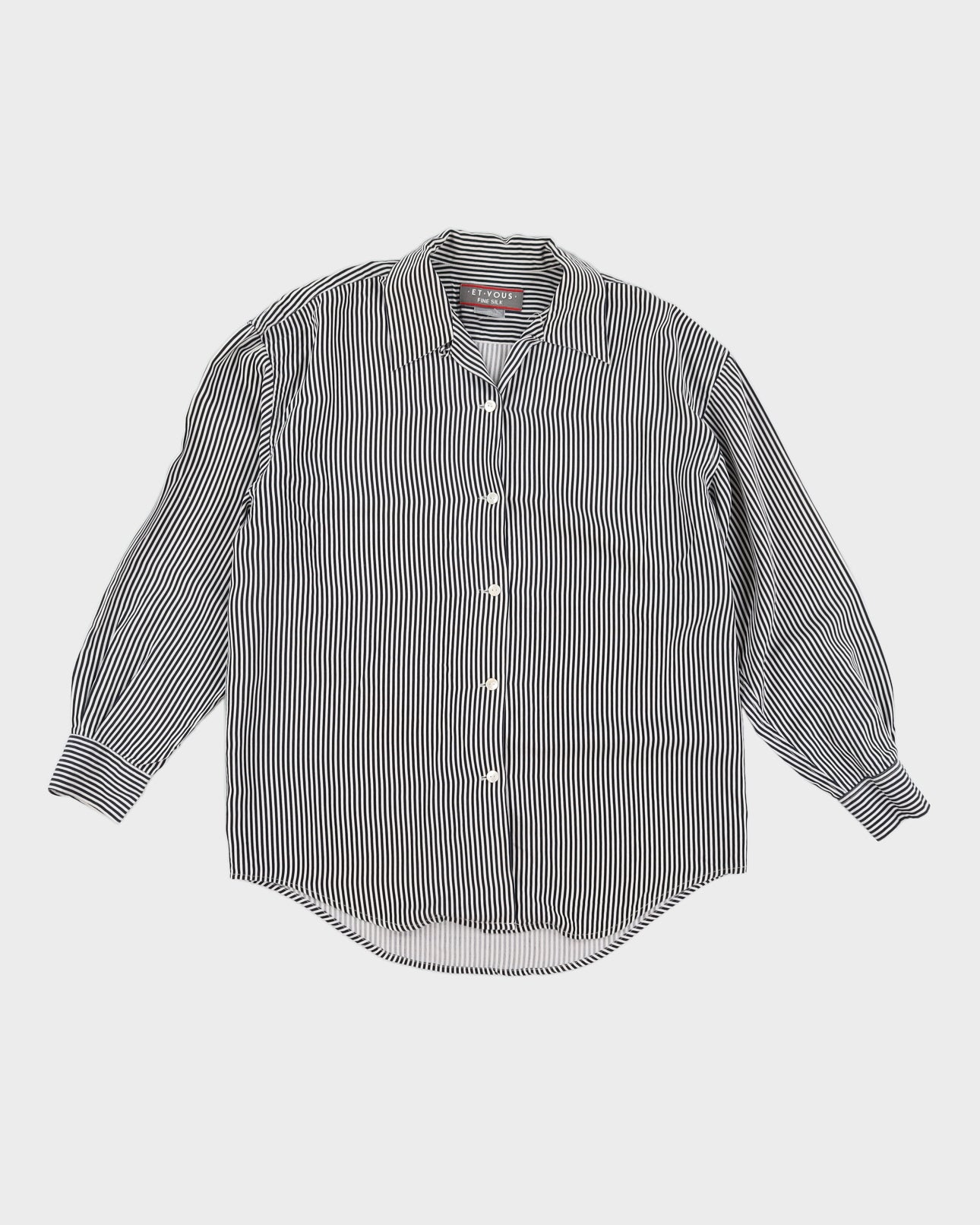 Vintage 80s Et Vous Stripe Silk Shirt - M