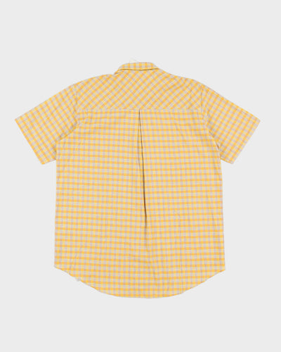 Vintage 80s Benetton Yellow Checked Short Sleeved Shirt Deadstock With Tags - L