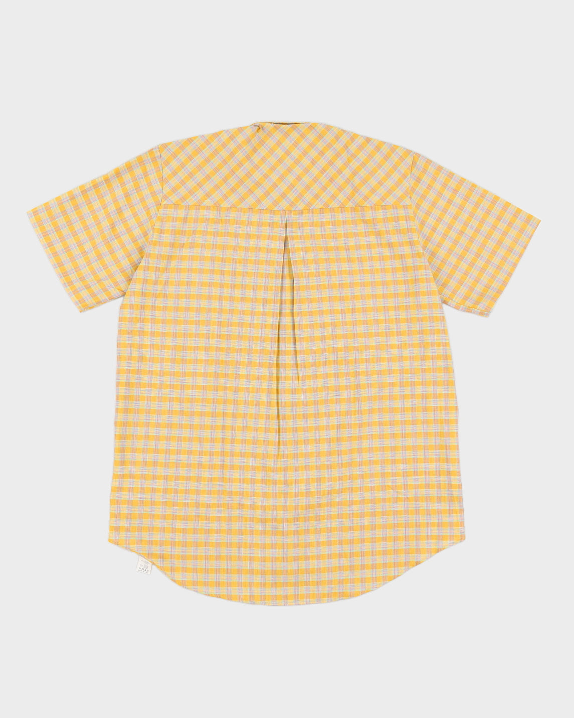 Vintage 70s Benetton Yellow Checked Short Sleeved Shirt Deadstock With Tags - XL