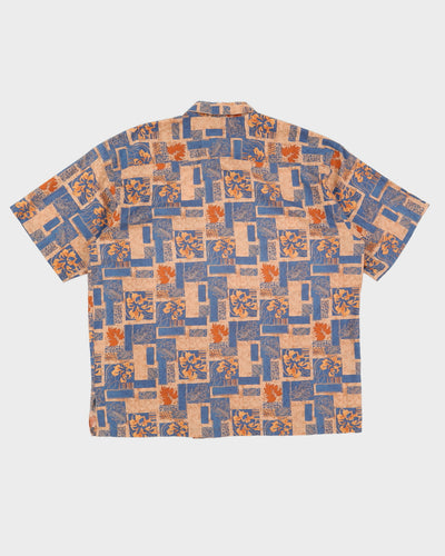Vintage 90s Tori Richard Orange & Blue Hawaiian Shirt - XL