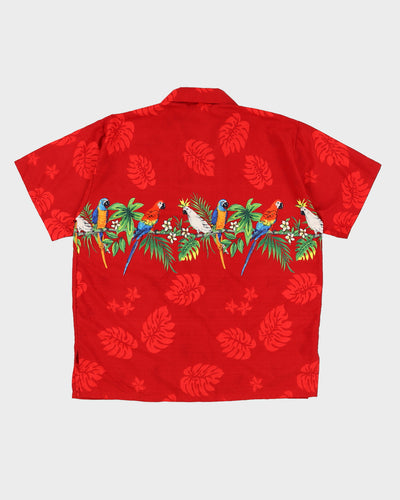 Vintage 00s Rima Oversize Red Parrot Print Hawaiian Shirt - L