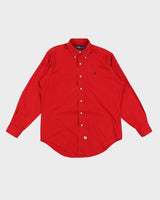 Vintage 90s Polo By Ralph Lauren Red Shirt With Navy Logo - L