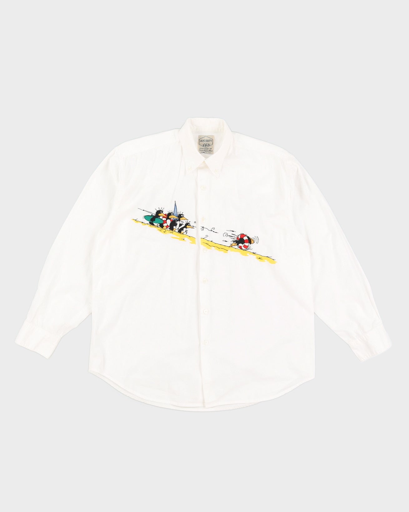 Vintage Penguin Embroidered Shirt - XXL