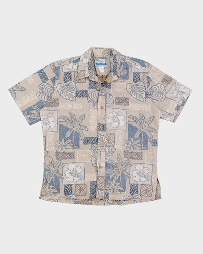 Vintage 90s RJC Grey & Blue Hawaiian Shirt - L