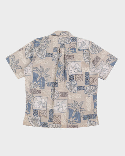 Vintage 90s RJC Grey & Blue Hawaiian Shirt - L