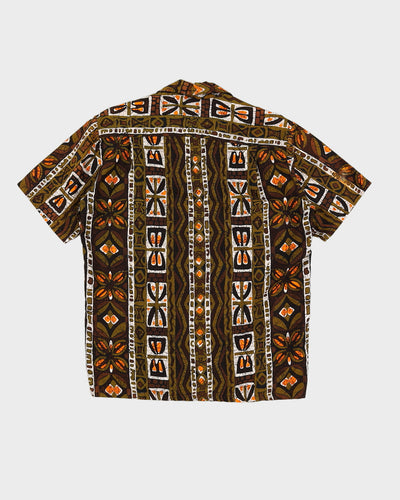 Vintage 80s Lauhala Green / Brown  Hawaiian Shirt - S