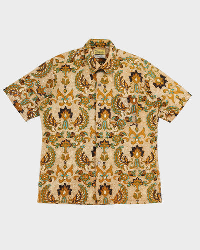 Vintage 70s Ban Teck Soon Yellow  100% Java Batik Shirt - S