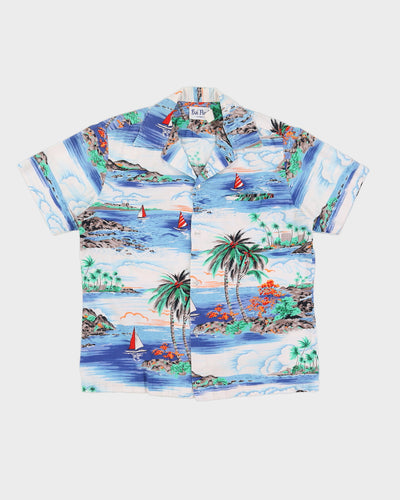 Vintage 80s Rai Nani Blue Hawaiian Shirt - S