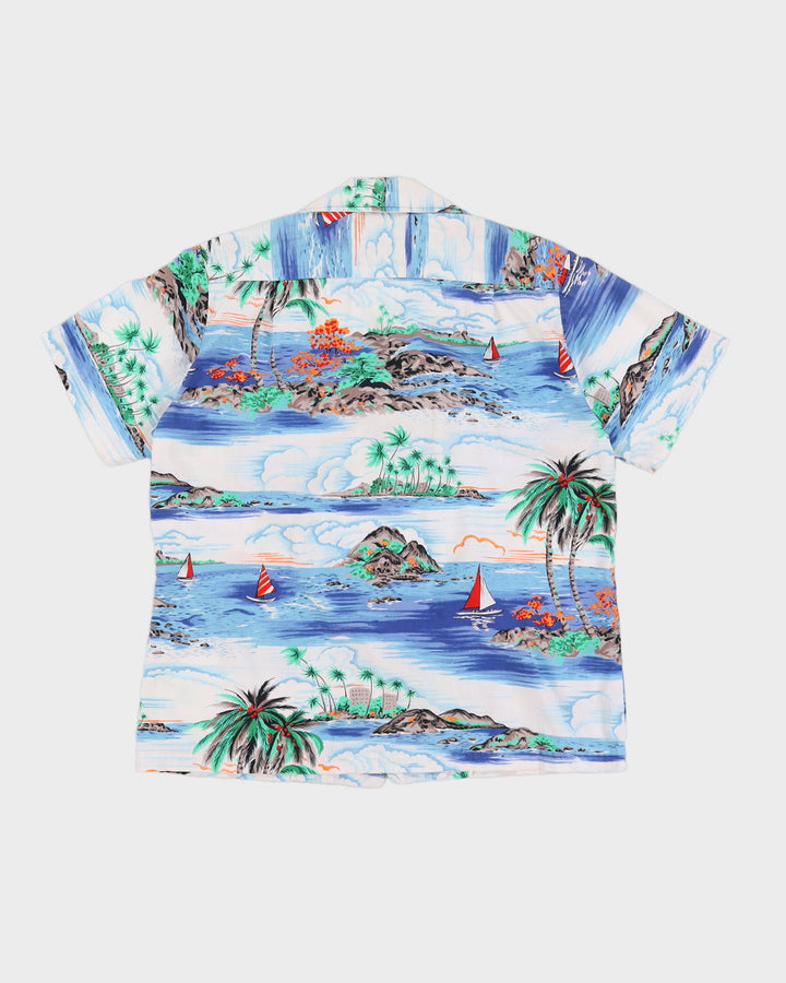 Vintage 80s Rai Nani Blue Hawaiian Shirt - S