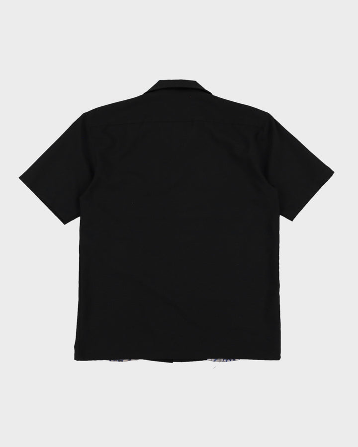 Y2K 00s Mecca Black & Blue Flame Shirt - L