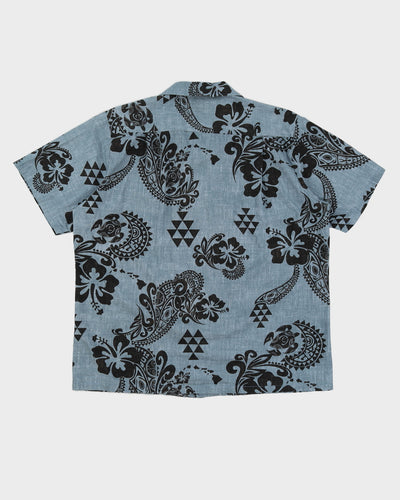 Vintage 90s RJC Grey Printed Hawaiian Shirt - XL