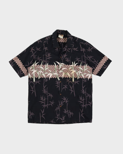 Vintage Black Patterned Hawaiian Shirt - L