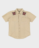 Beige Y2K Embroidered Shirt - M